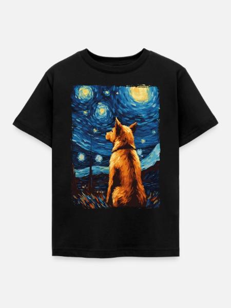 Schäferhund Starry Night - Kinder T-Shirt - Schwarz