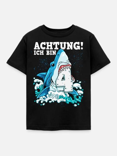 Requin du 4e anniversaire - T-shirt Enfant - noir