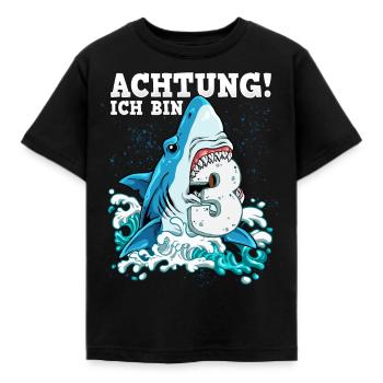 Requin du 3e anniversaire - T-shirt Enfant - noir - Devant - AI Model Kid Female (0cm)