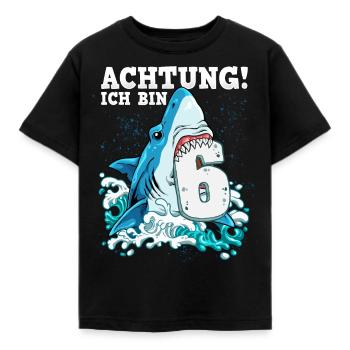 6. Geburtstag Hai - Kinder T-Shirt - Schwarz - Vorne - AI Model Kid Female (0cm)