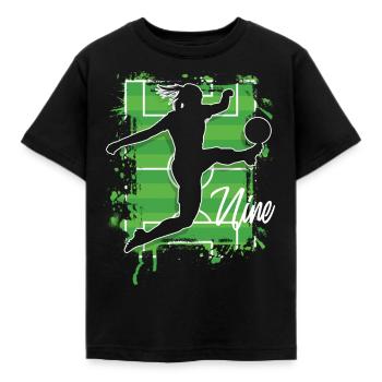 Fußballerin Fußball 9. Geburtstag - Kinder T-Shirt - Schwarz - Vorne - AI Model Kid Female (0cm)