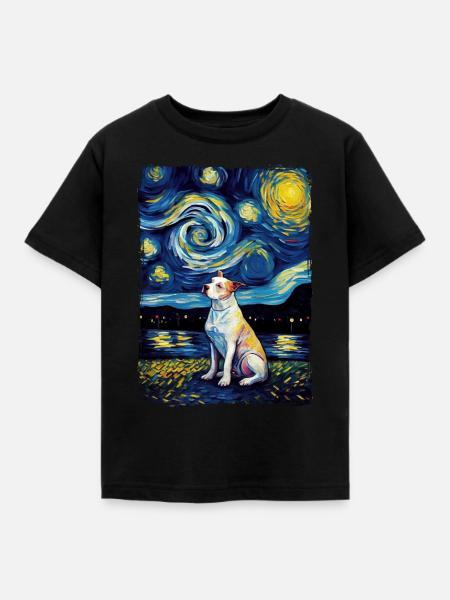 Pitbull Starry Night - Kinder T-Shirt - Schwarz