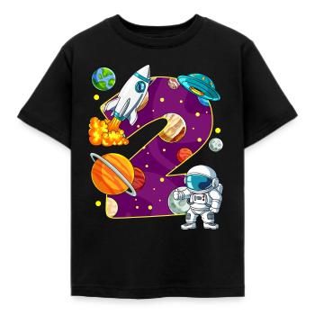 2 Anniversaire Astronaute de l’espace 2 ans - T-shirt Enfant - noir - Devant - AI Model Kid Female (0cm)