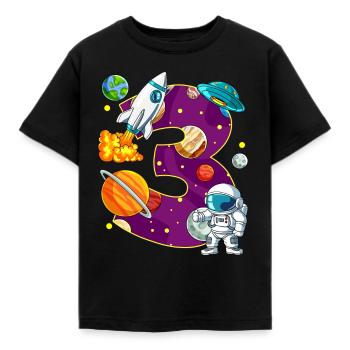 3 Anniversaire Astronaute de l’espace 3 ans - T-shirt Enfant - noir - Devant - AI Model Kid Female (0cm)