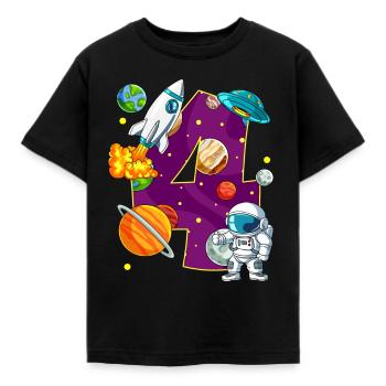 4 Birthday Space Space Astronaut 4 Years - Kids' T-Shirt - black - Front - AI Model Kid Female (0cm)