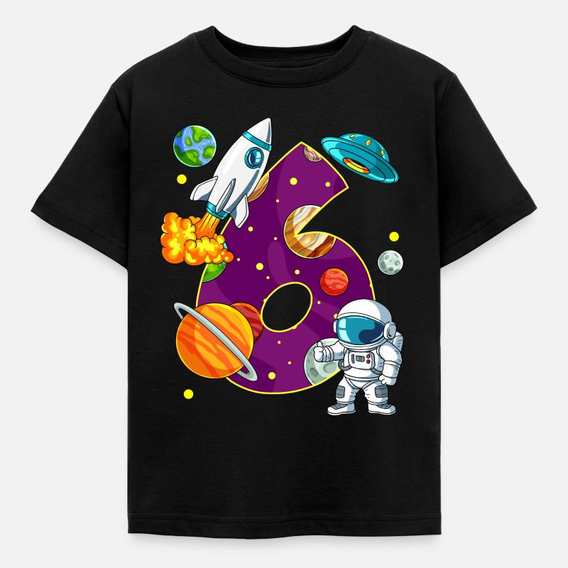 6 Anniversaire Astronaute de l’espace 6 ans - T-shirt Enfant - noir