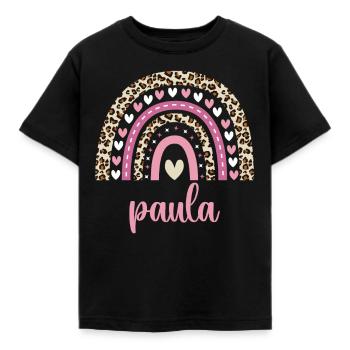 Paula Regenbogen Name Geburtstag Paula - Kinder T-Shirt - Schwarz - Vorne - AI Model Kid Female (0cm)