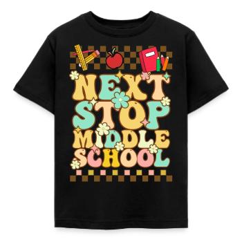 Next stop: Middle School, Elementary School - Kids' T-Shirt - black - Front - AI Model Kid Female (0cm)