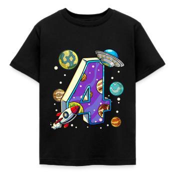 4 Birthday Space Space Astronaut 4 Years - Kids' T-Shirt - black - Front - AI Model Kid Female (0cm)