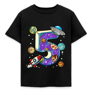5 Birthday Space Space Astronaut 5 Years - Kids' T-Shirt - black - Front - AI Model Kid Female (0cm)