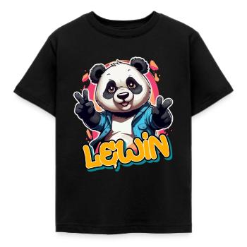 LEWIN - Schöner Jungen Name mit coolem Panda - Kinder T-Shirt - Schwarz - Vorne - AI Model Kid Female (0cm)