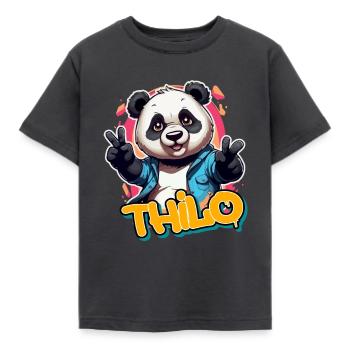 THILO - Beau nom de garçon avec Cool Panda - T-shirt Enfant - charbon - Devant - AI Model Kid Female (0cm)