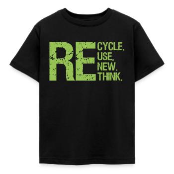 Tag Der Erde – Recycle Reuse New Think Green - Kinder T-Shirt - Schwarz - Vorne - AI Model Kid Female (0cm)