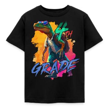 Dino Schulranzen 4. Klasse Grundschule Junge - Kinder T-Shirt - Schwarz - Vorne - AI Model Kid Female (0cm)