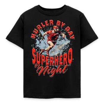 Hurling Hurler le jour, super-héros la nuit - T-shirt Enfant - noir - Devant - AI Model Kid Female (0cm)