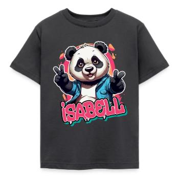 ISABELL - Beautiful Girl Name with Cool Panda - Kids' T-Shirt - dark grey - Front - AI Model Kid Female (0cm)