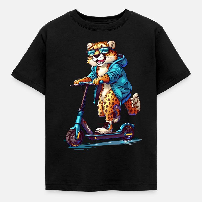 Trottinette guépard - T-shirt Enfant - noir