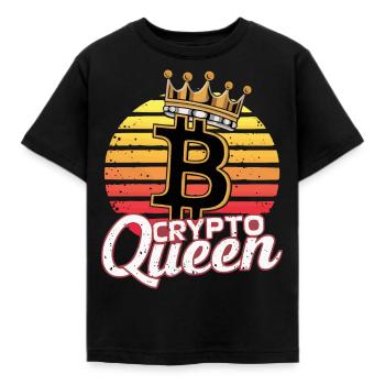 crypto queen cryptocurrency coin - Kids' T-Shirt - black - Front - AI Model Kid Female (0cm)