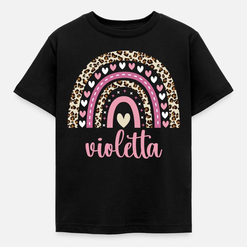 Violetta Regenbogen Name Geburtstag Violetta - Kinder T-Shirt - Schwarz
