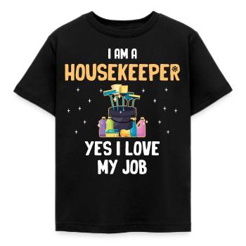 Ich Bin Eine Haushälterin Ja Ich Liebe Meinen Job - Kinder T-Shirt - Schwarz - Vorne - AI Model Kid Female (0cm)