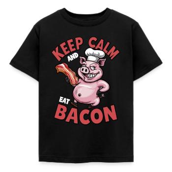 Restez calme et mangez du bacon barbecue barbecue - T-shirt Enfant - noir - Devant - AI Model Kid Female (0cm)
