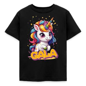 GALA - Beau nom de fille avec une licorne mignonne - T-shirt Enfant - noir - Devant - AI Model Kid Female (0cm)