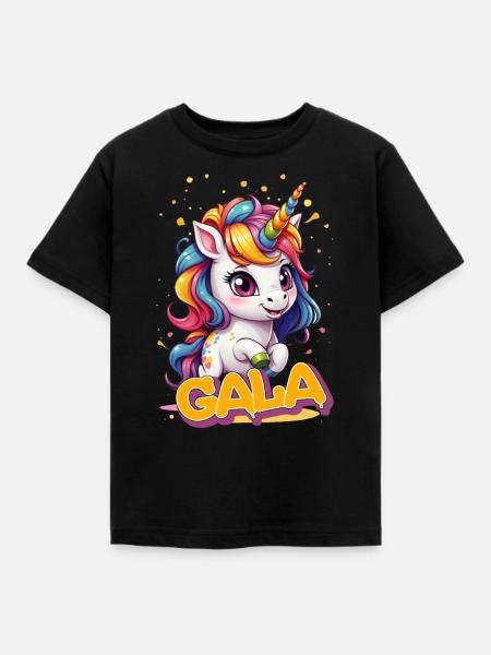 GALA - Beautiful girl name with cute unicorn - Kids' T-Shirt - black