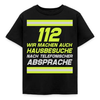 Firefighter Tshirt Firefighter Firefighter 112 - Kids' T-Shirt - black - Front - AI Model Kid Female (0cm)