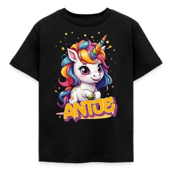 ANTJE - Beau prénom de fille avec une jolie licorne - T-shirt Enfant - noir - Devant - AI Model Kid Female (0cm)