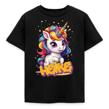 HEIKE - Beau prénom de fille avec une jolie licorne - T-shirt Enfant - noir - Devant - AI Model Kid Female (0cm)