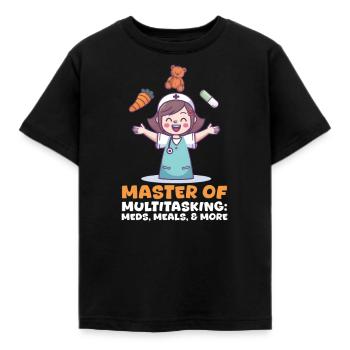 Krankenschwester Mama Medikamente, Mahlzeiten & mehr - Kinder T-Shirt - Schwarz - Vorne - AI Model Kid Female (0cm)