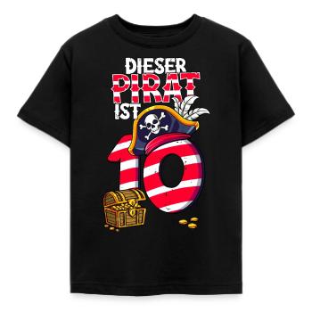 10e anniversaire Pirates - T-shirt Enfant - noir - Devant - AI Model Kid Female (0cm)