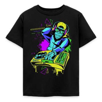 DJ Monkey Music Party Fun Lunettes de soleil Dance Party M - T-shirt Enfant - noir - Devant - AI Model Kid Female (0cm)