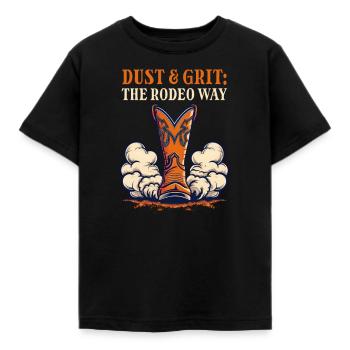 Western Rodeo Dust & Grit: The Rodeo Way - Kids' T-Shirt - black - Front - AI Model Kid Female (0cm)