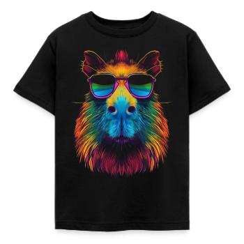 Capybara Capibara Sonnenbrille Pop Art - Kinder T-Shirt - Schwarz - Vorne - AI Model Kid Female (0cm)