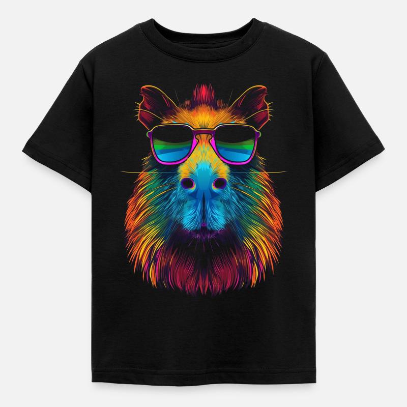 Capybara Capibara Sonnenbrille Pop Art - Kinder T-Shirt - Schwarz