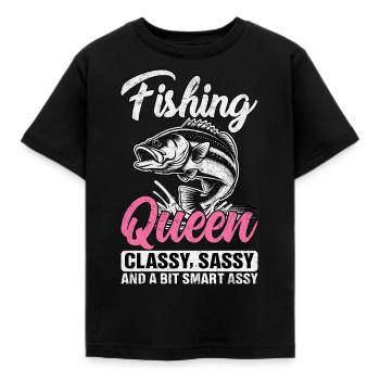 Fishing Queen cassy sassy and a bit sassy - Kids' T-Shirt - black - Front - AI Model Kid Female (0cm)