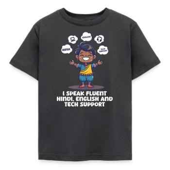 Indianer sprechen Hindi, Englisch Technischer Support - Kinder T-Shirt - Dunkelgrau - Vorne - AI Model Kid Female (0cm)