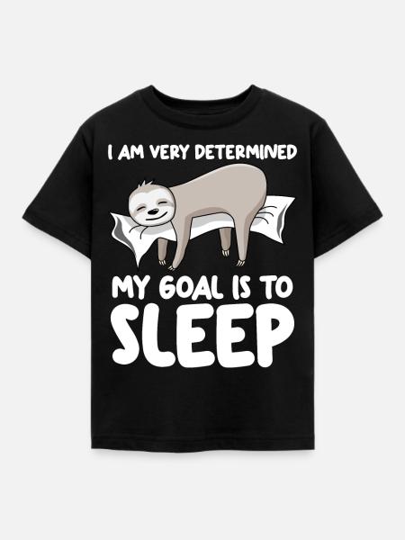 Sleeping Sloth Lazy Sloths Slow - Kinder T-Shirt - Schwarz
