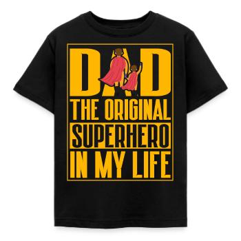 Papa : le super-héros original de ma vie - T-shirt Enfant - noir - Devant - AI Model Kid Female (0cm)