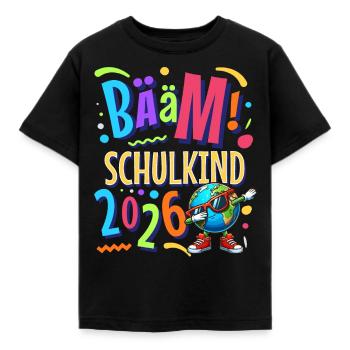 Bääm Schulkind 2026 - Kinder T-Shirt - Schwarz - Vorne - AI Model Kid Female (0cm)