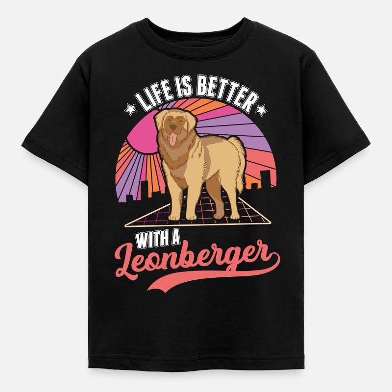 Das Leben ist besser mit einem Leonberger - Kinder T-Shirt - Schwarz