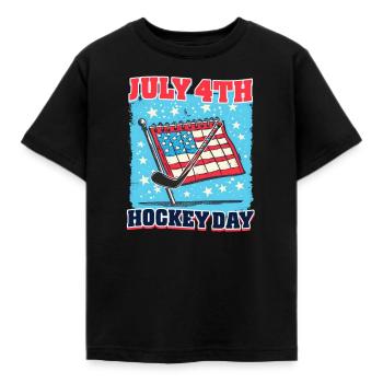 4 juillet Hockey 4 juillet : Journée du hockey - T-shirt Enfant - noir - Devant - AI Model Kid Female (0cm)