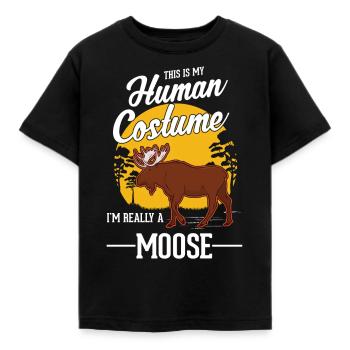 Mosses Human Costume Moose Halloween - Kids' T-Shirt - black - Front - AI Model Kid Female (0cm)