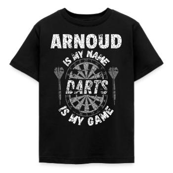 T-shirt de fléchettes personnalisé pour Arnoud - T-shirt Enfant - noir - Devant - AI Model Kid Female (0cm)
