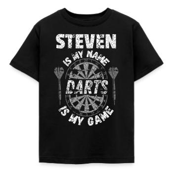 T-shirt de fléchettes personnalisé pour Steven - T-shirt Enfant - noir - Devant - AI Model Kid Female (0cm)