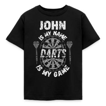T-shirt de fléchettes personnalisé pour John - T-shirt Enfant - noir - Devant - AI Model Kid Female (0cm)