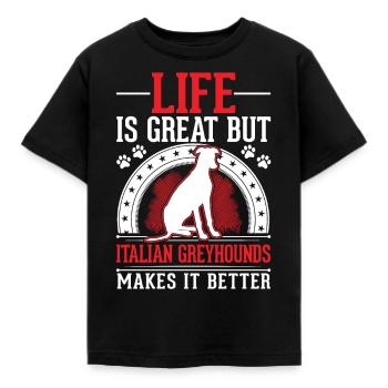 Lévrier italien Lévrier italien - T-shirt Enfant - noir - Devant - AI Model Kid Female (0cm)