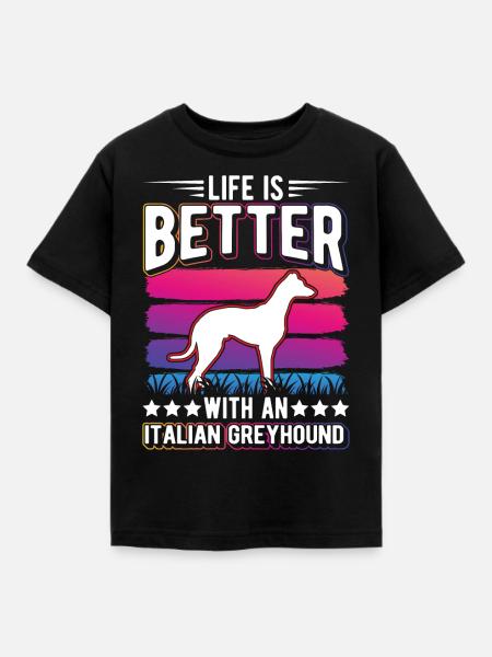 Italienischer Windhund Geschenk - Kinder T-Shirt - Schwarz