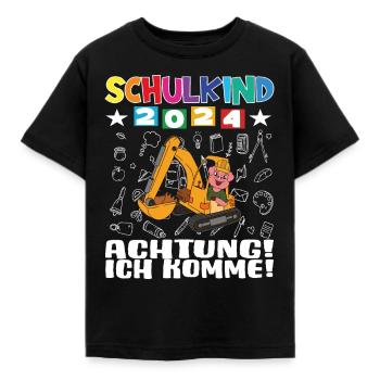 Schulkind 2024 Einschulung Schulanfang - Kinder T-Shirt - Schwarz - Vorne - AI Model Kid Female (0cm)